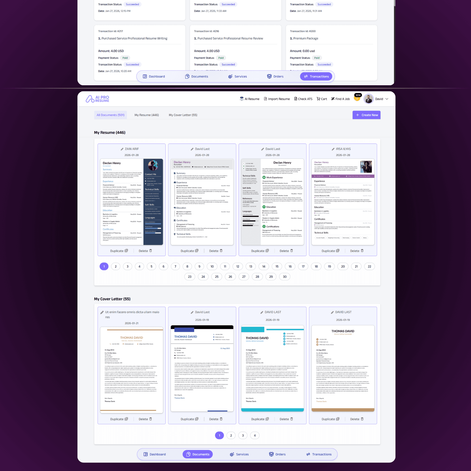 AI Resume Builder User Dashboard - Image 3